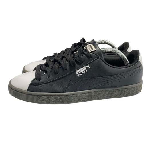 Puma Basket Toe Sneaker shoe lace up Black/white US size 10 - Picture 2 of 13